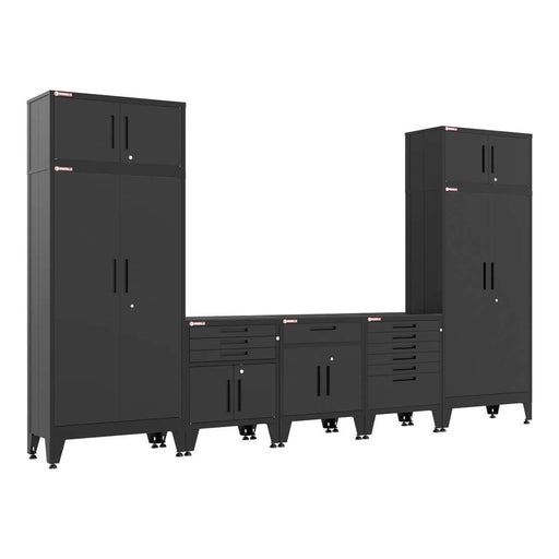 Armadillo Tough Black 7-Piece Garage Cabinet System with Levelers-AR7PC111B