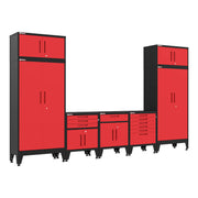 Armadillo Tough Red 7-Piece Garage Cabinet System with Levelers-AR7PC111R