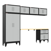 Armadillo Tough Grey 7-Piece Garage Cabinet Set with Levelers and Casters-AR7PC125G