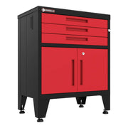 Armadillo Tough Red 7-Piece Garage Cabinet Set with Levelers and Casters-AR7PC125R