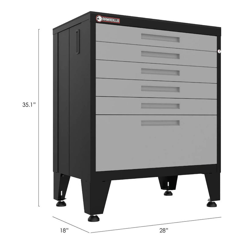 Armadillo Tough Grey 7-Piece Garage Cabinet Kit with Levelers and Casters