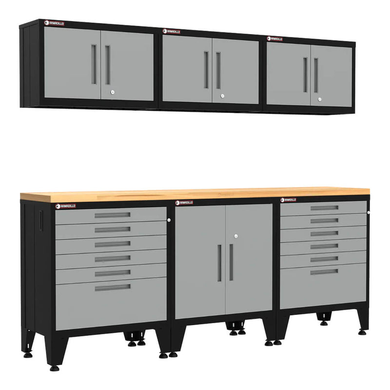 Armadillo Tough Grey 7-Piece Garage Cabinet Set with Levelers