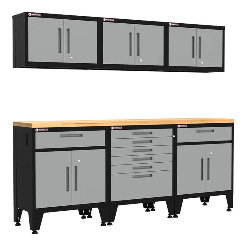 Armadillo Tough Grey 7-Piece Garage Cabinet System with Levelers