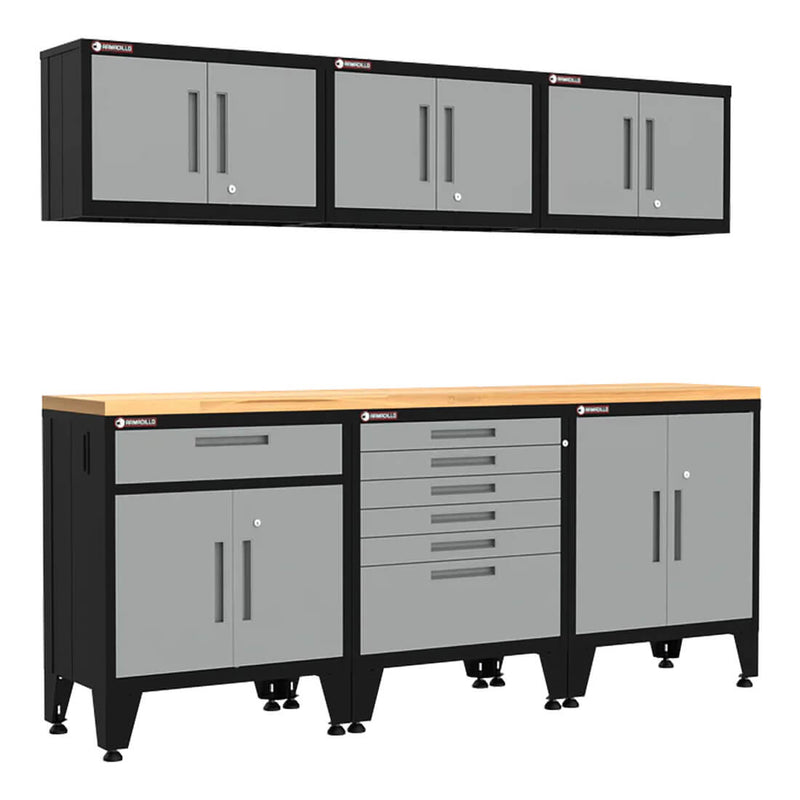Armadillo Tough Grey 7-Piece Garage Cabinet Kit with Levelers