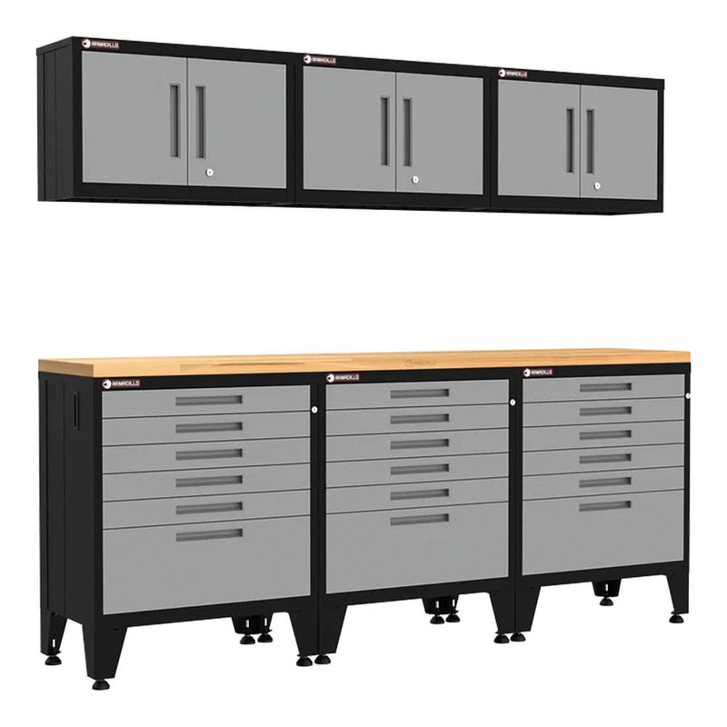 Armadillo Tough Grey 7-Piece Garage Cabinet Setup with Levelers