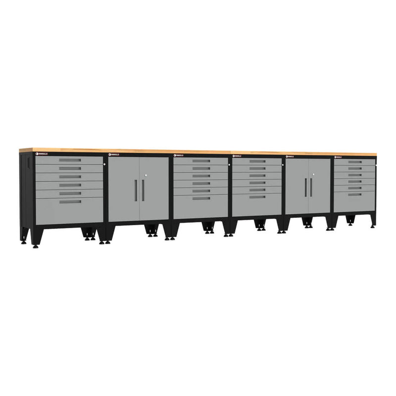 Armadillo Tough Grey 8-Piece Garage Cabinet Set with Levelers