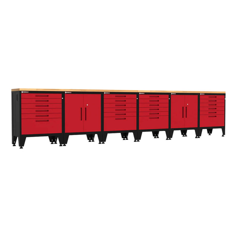 Armadillo Tough Red 8-Piece Garage Cabinet Set with Levelers