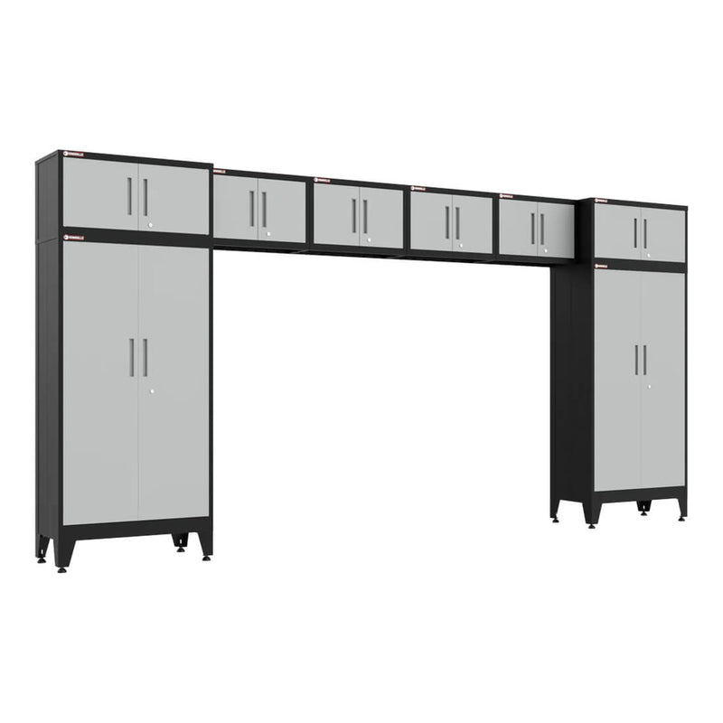 Armadillo Tough Grey 8-Piece Garage Cabinet Set with Levelers-AR8PC121G