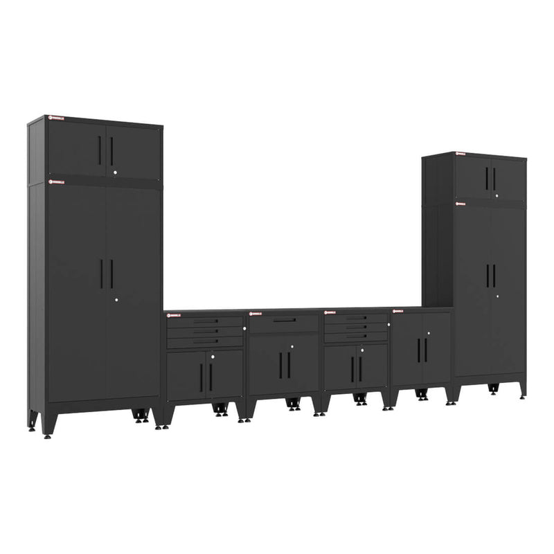 Armadillo Tough Black 8-Piece Garage Cabinet Set with Levelers-AR8PC122B