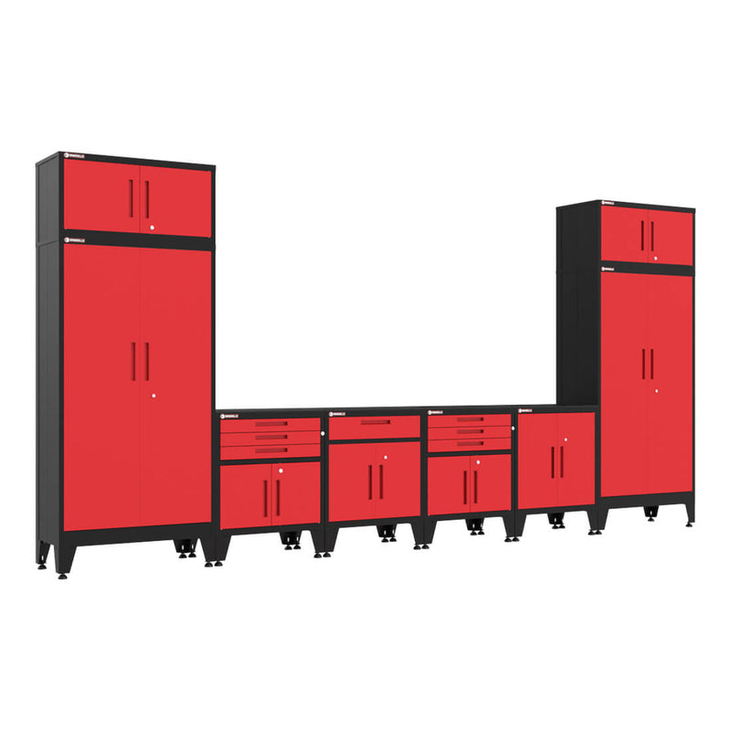 Armadillo Tough Red 8-Piece Garage Cabinet Set with Levelers-AR8PC122R