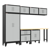 Armadillo Tough Grey 8-Piece Garage Cabinet Set with Levelers and Casters-AR8PC126G
