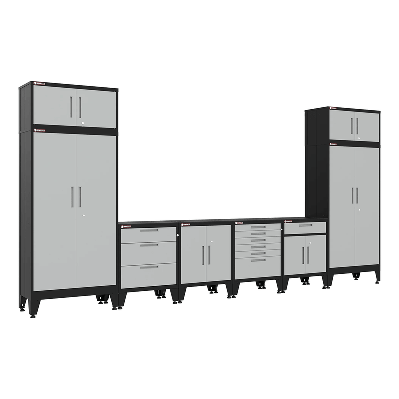 Armadillo Tough Grey 8-Piece Garage Cabinet System with Levelers