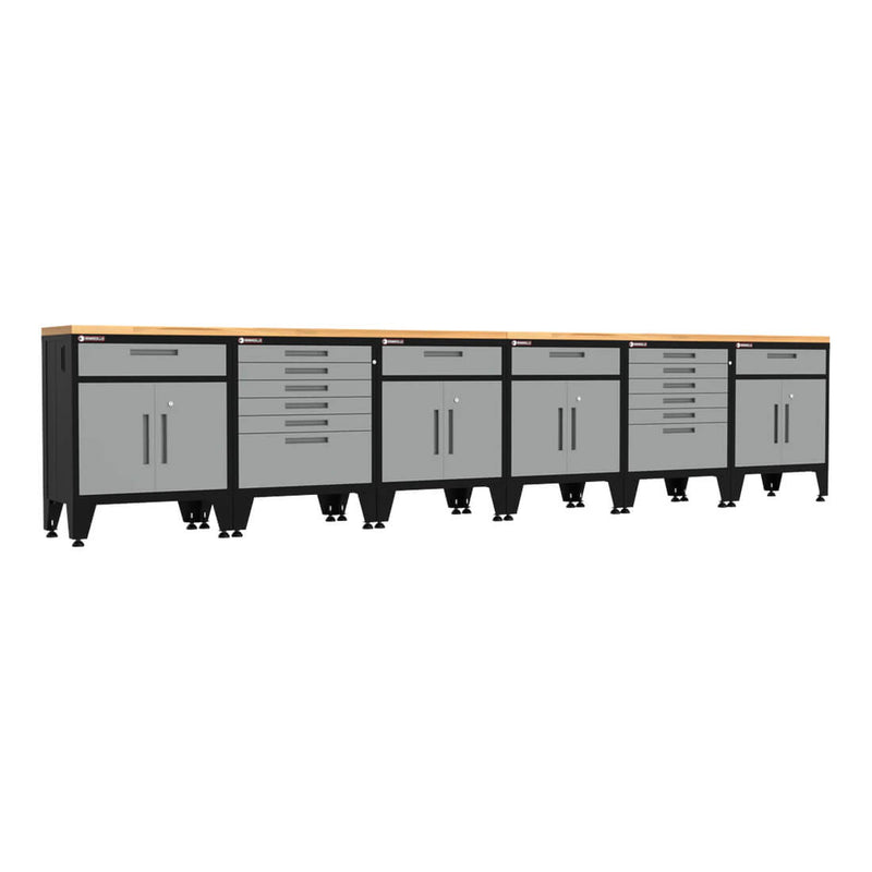 Armadillo Tough Grey 8-Piece Garage Cabinet Setup with Levelers