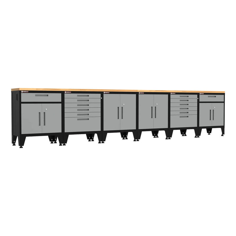 Armadillo Tough Grey 8-Piece Garage Cabinet Kit with Levelers