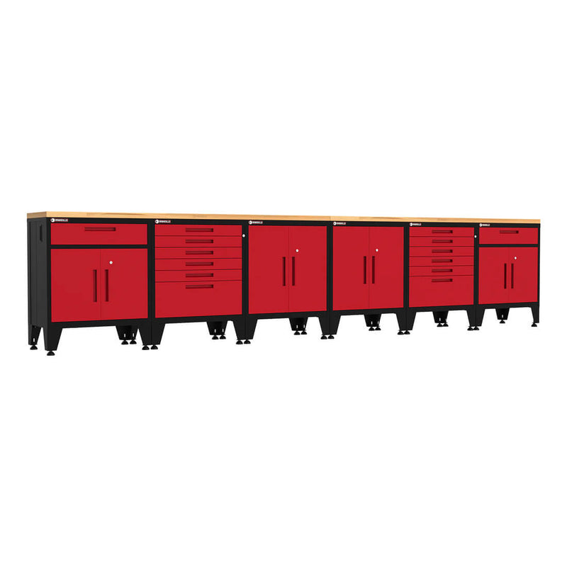 Armadillo Tough Red 8-Piece Garage Cabinet Kit with Levelers