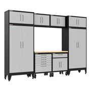 Armadillo Tough Grey 9-Piece Garage Cabinet Set with Levelers and Casters-AR9PC105G