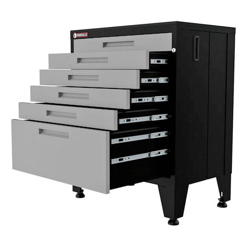 Armadillo Tough Grey 9-Piece Garage Cabinet Set with Levelers and Casters-AR9PC105G