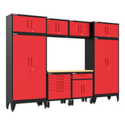 Armadillo Tough Red 9-Piece Garage Cabinet Set with Levelers and Casters-AR9PC105R