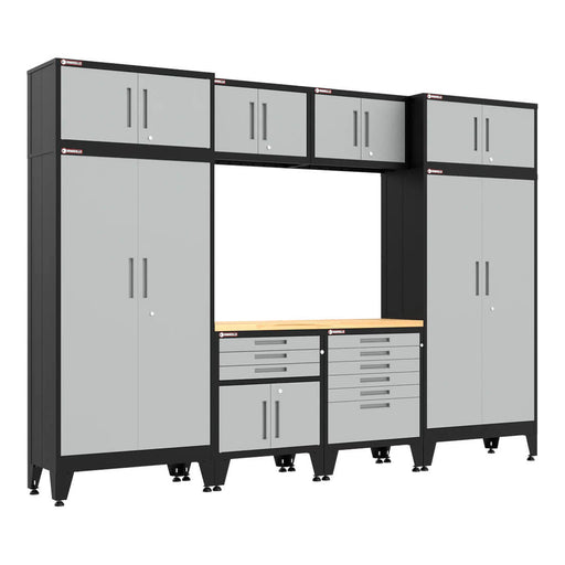 Armadillo Tough Grey 9-Piece Garage Cabinet Set with Levelers-AR9PC112G