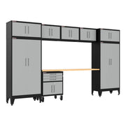 Armadillo Tough Grey 9-Piece Garage Cabinet Set with Levelers and Casters-AR9PC124G