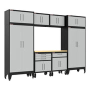 Armadillo Tough Grey 9-Piece Garage Cabinet Set with Levelers and Casters-AR9PC130G