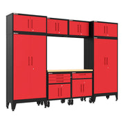 Armadillo Tough Red 9-Piece Garage Cabinet Set with Levelers and Casters-AR9PC130R