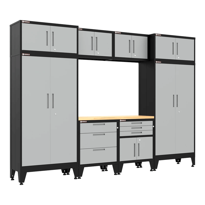 Armadillo Tough Grey 9-Piece Garage Cabinet System with Levelers