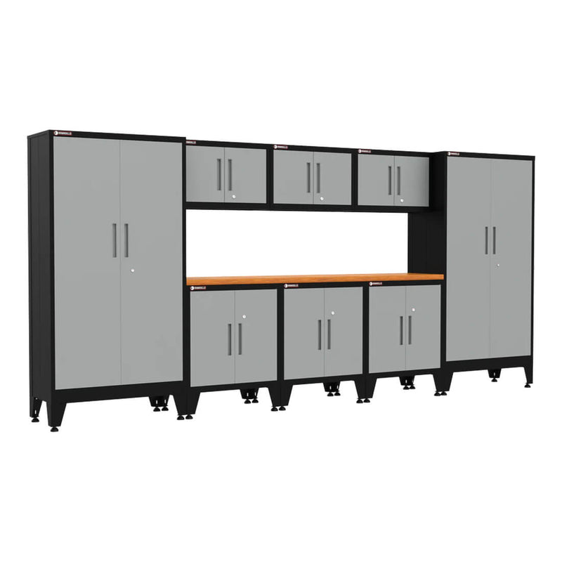 Armadillo Tough Grey 9-Piece Garage Cabinet Set with Levelers