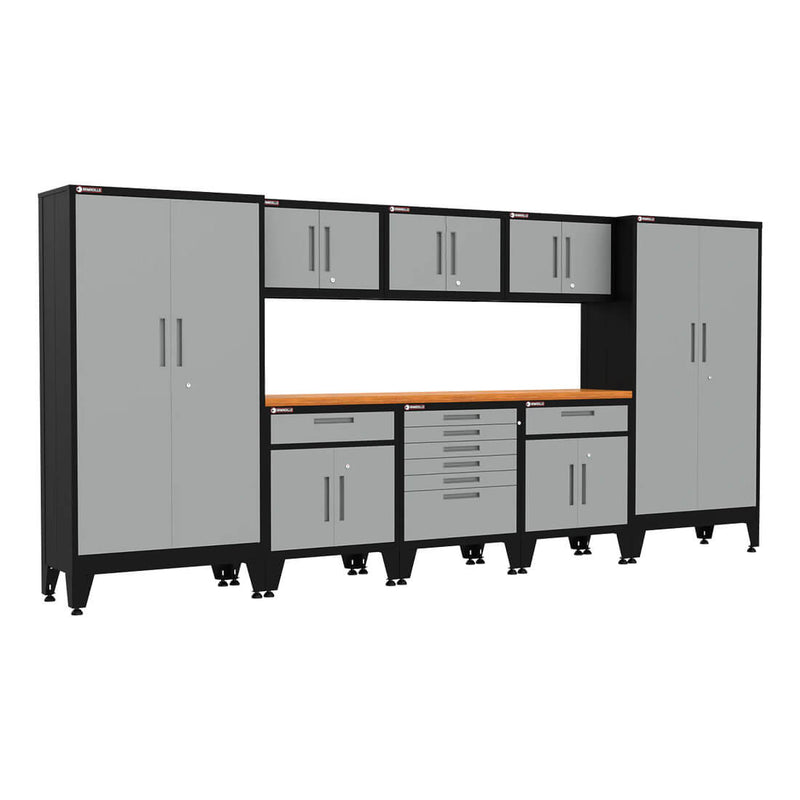 Armadillo Tough Grey 9-Piece Garage Cabinet Kit with Levelers