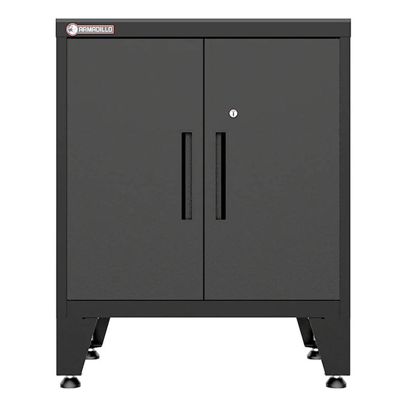 Armadillo Tough Black 2-Door Base Cabinet with Rubber Work Mat
