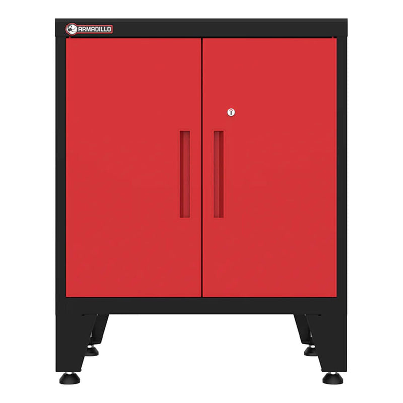 Armadillo Tough Red 2-Door Base Cabinet with Rubber Work Mat