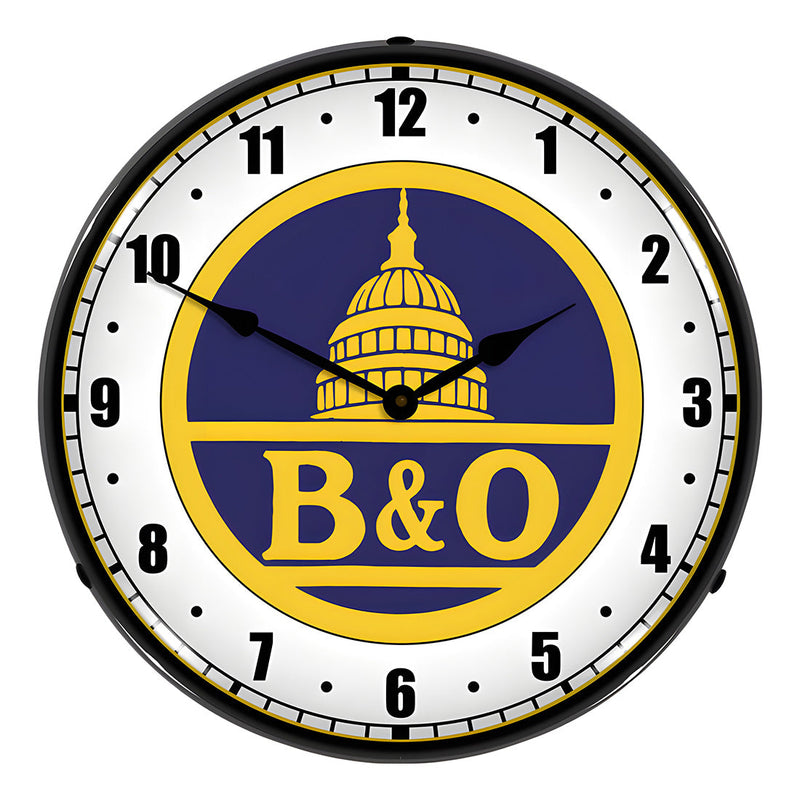 Collectable Sign and Clock B&O Railroad Backlit Wall Clock