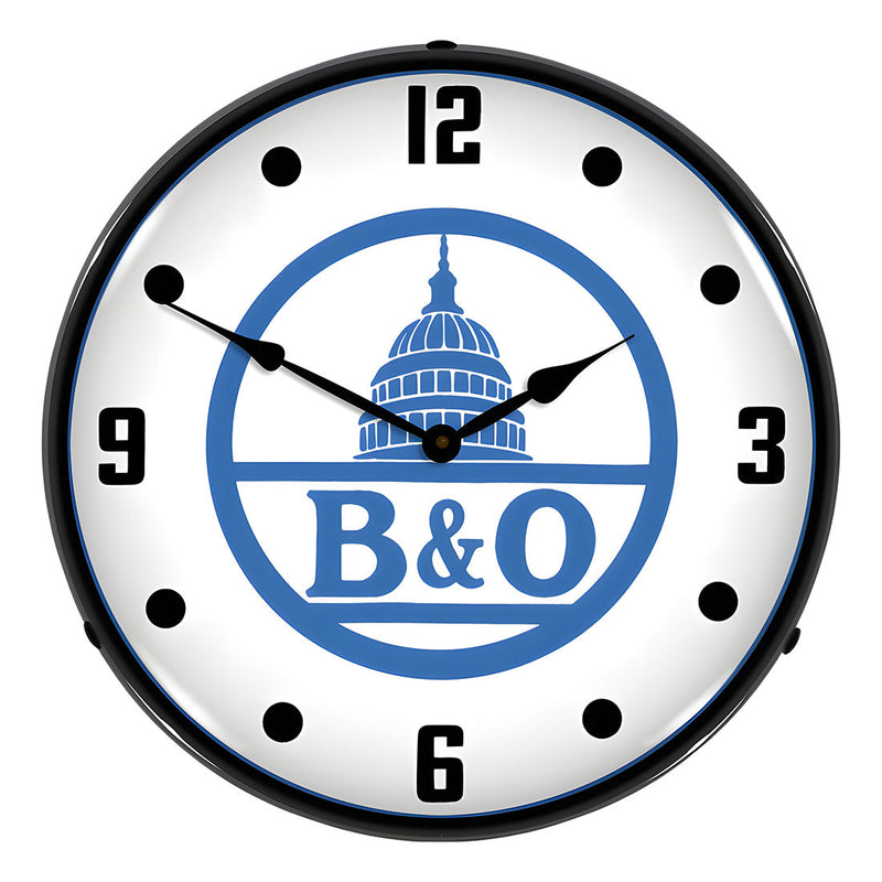 Collectable Sign and Clock B&O Railroad Backlit Wall Clock