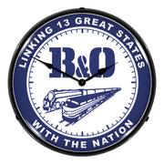 Collectable Sign and Clock B&O Linking 13 Great States with the Nation Backlit Wall Clock