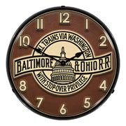 Collectable Sign and Clock Baltimore & Ohio Railroad Backlit Wall Clock