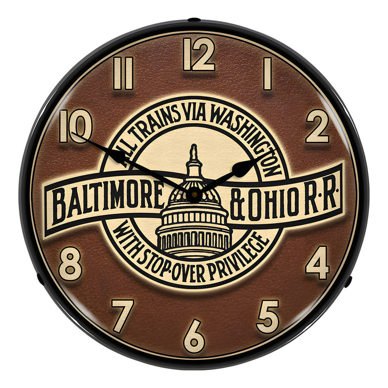 Collectable Sign and Clock Baltimore & Ohio Railroad Backlit Wall Clock