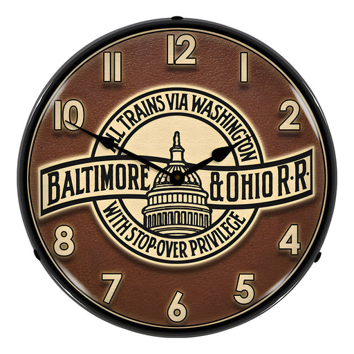 Collectable Sign and Clock Baltimore & Ohio Railroad Backlit Wall Clock