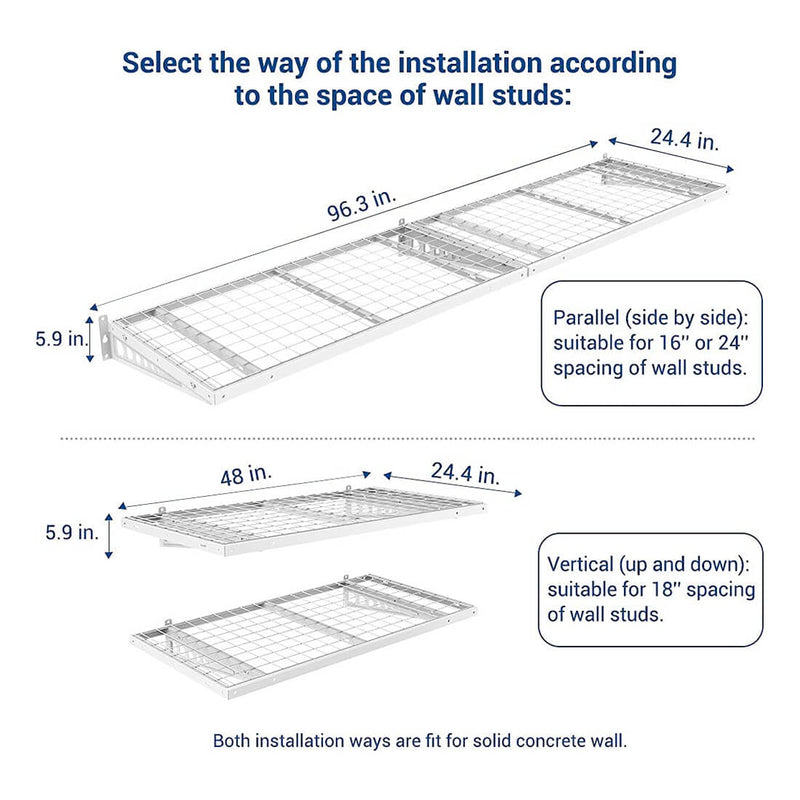 Fleximounts 2' x 4' White Pro Wall Shelving (2-Pack)
