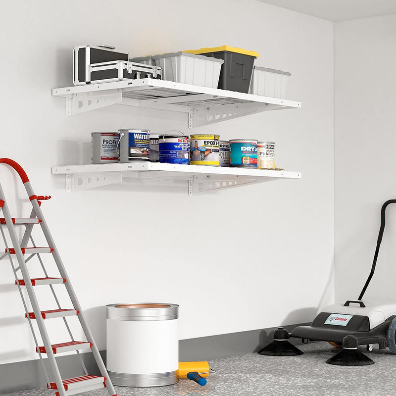 Fleximounts 2' x 4' White Pro Wall Shelving (2-Pack)