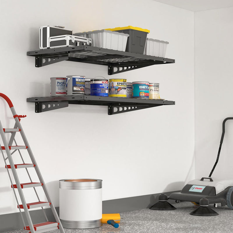 Fleximounts 2' x 4' Black Pro Wall Shelving (2-Pack)