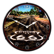 Collectable Sign and Clock Historic US 66 Backlit Wall Clock