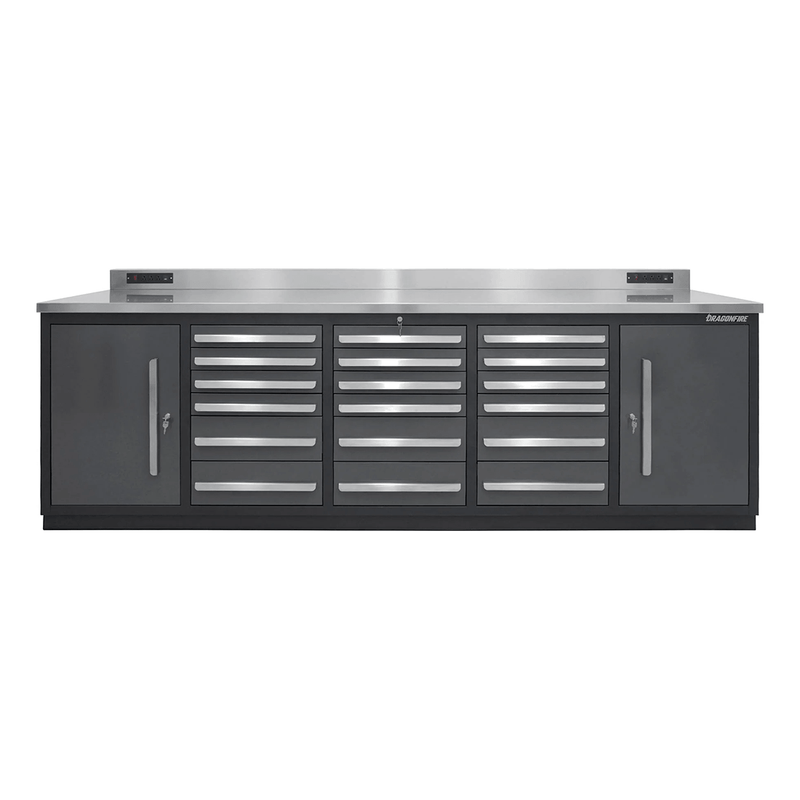 Dragonfire Tools Pro Series 18-Drawer 9-Foot Workbench (Grey)