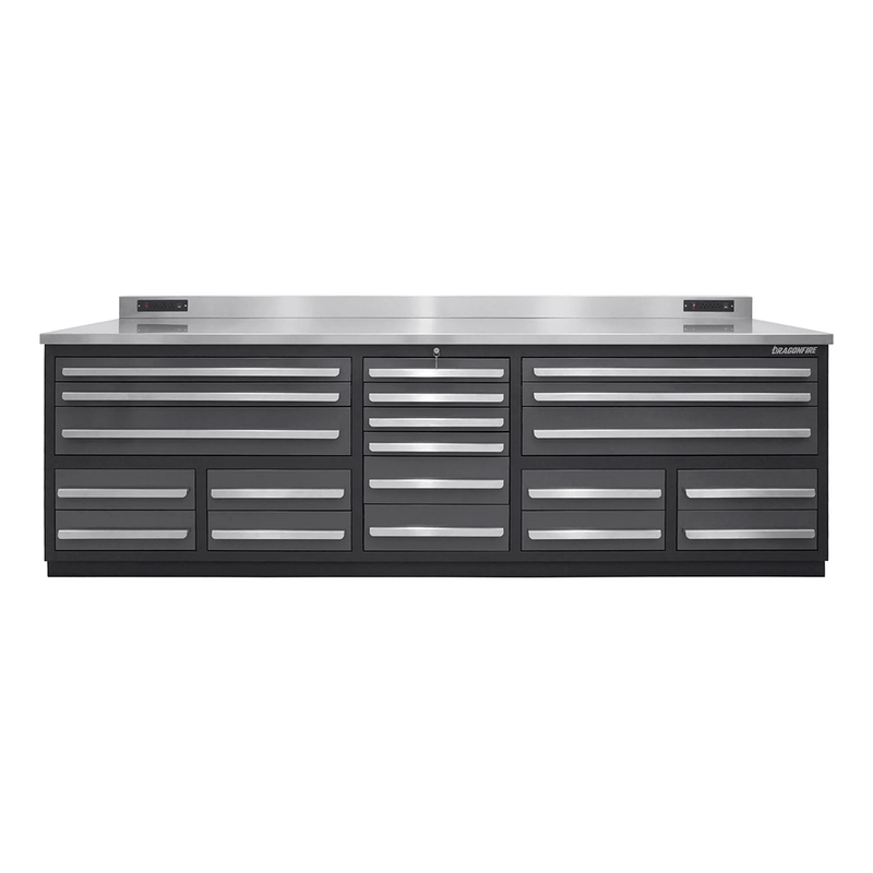 Dragonfire Tools Pro Series 20-Drawer 9-Foot Workbench (Grey)
