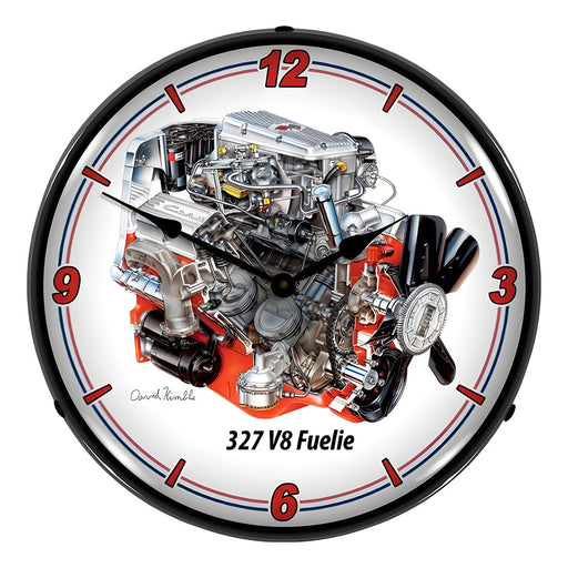 Collectable Sign and Clock 327 V8 Fuelie Engine Backlit Wall Clock