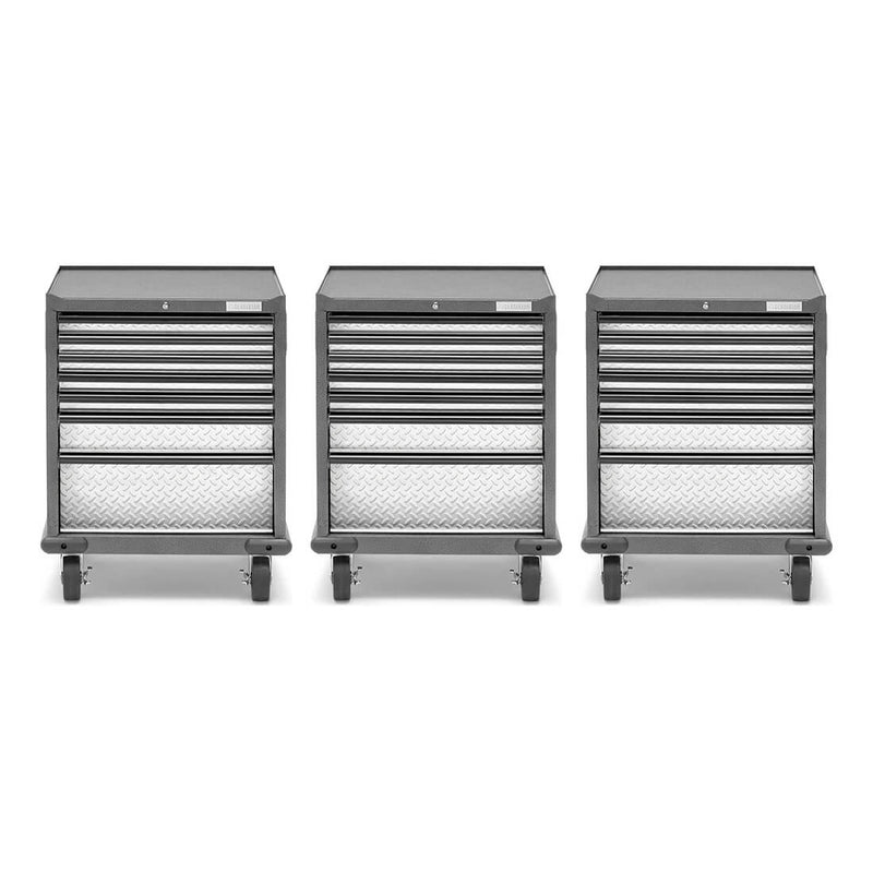 Gladiator Premier Pre-Assembled 7 Drawer Modular Tool Storage Cabinet (Silver Tread) 3-Pack