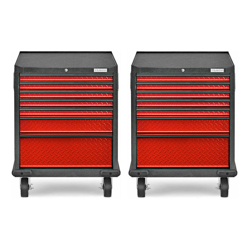 Gladiator Premier Pre-Assembled 7 Drawer Modular Tool Storage Cabinet (Red Tread) 2-Pack