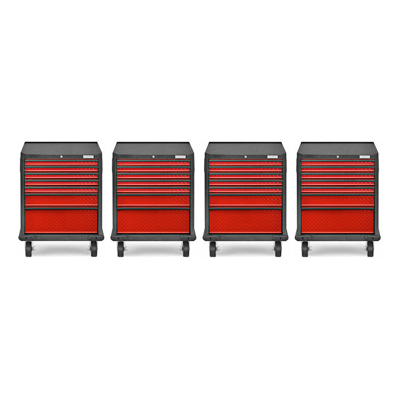Gladiator Premier Pre-Assembled 7 Drawer Modular Tool Storage Cabinet (Red Tread) 4-Pack