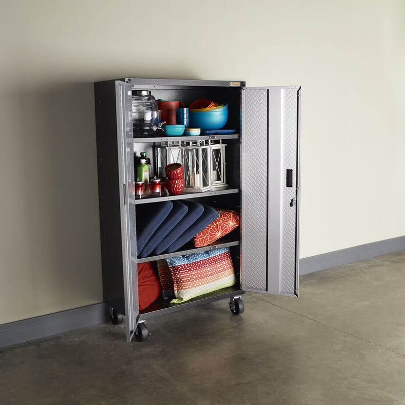 Gladiator Ready-to-Assemble Mobile Storage Cabinet (Silver Tread)