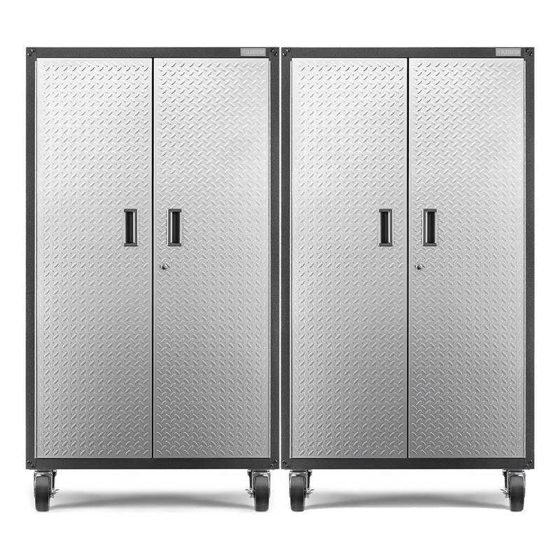 Gladiator Ready-to-Assemble Mobile Storage Cabinet (Silver Tread) 2-Pack