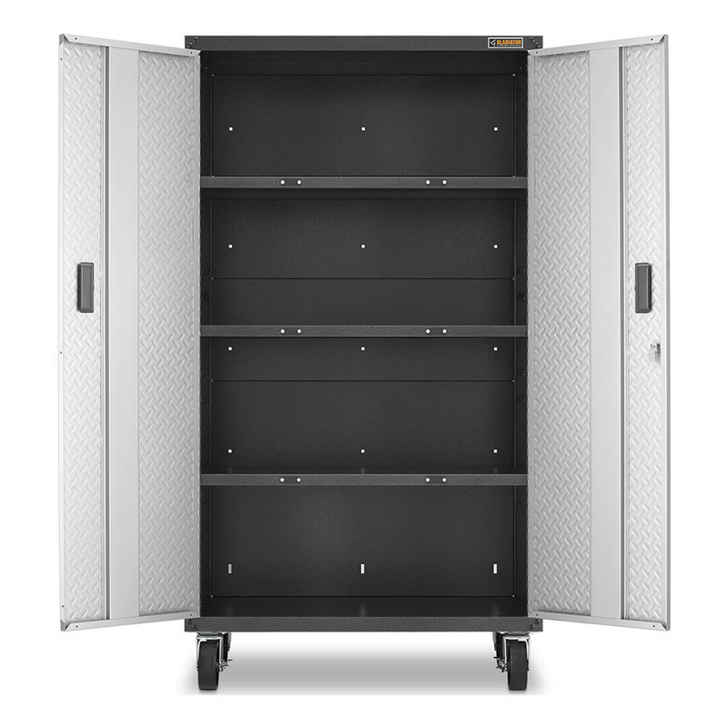 Gladiator Ready-to-Assemble Mobile Storage Cabinet (Silver Tread) 2-Pack